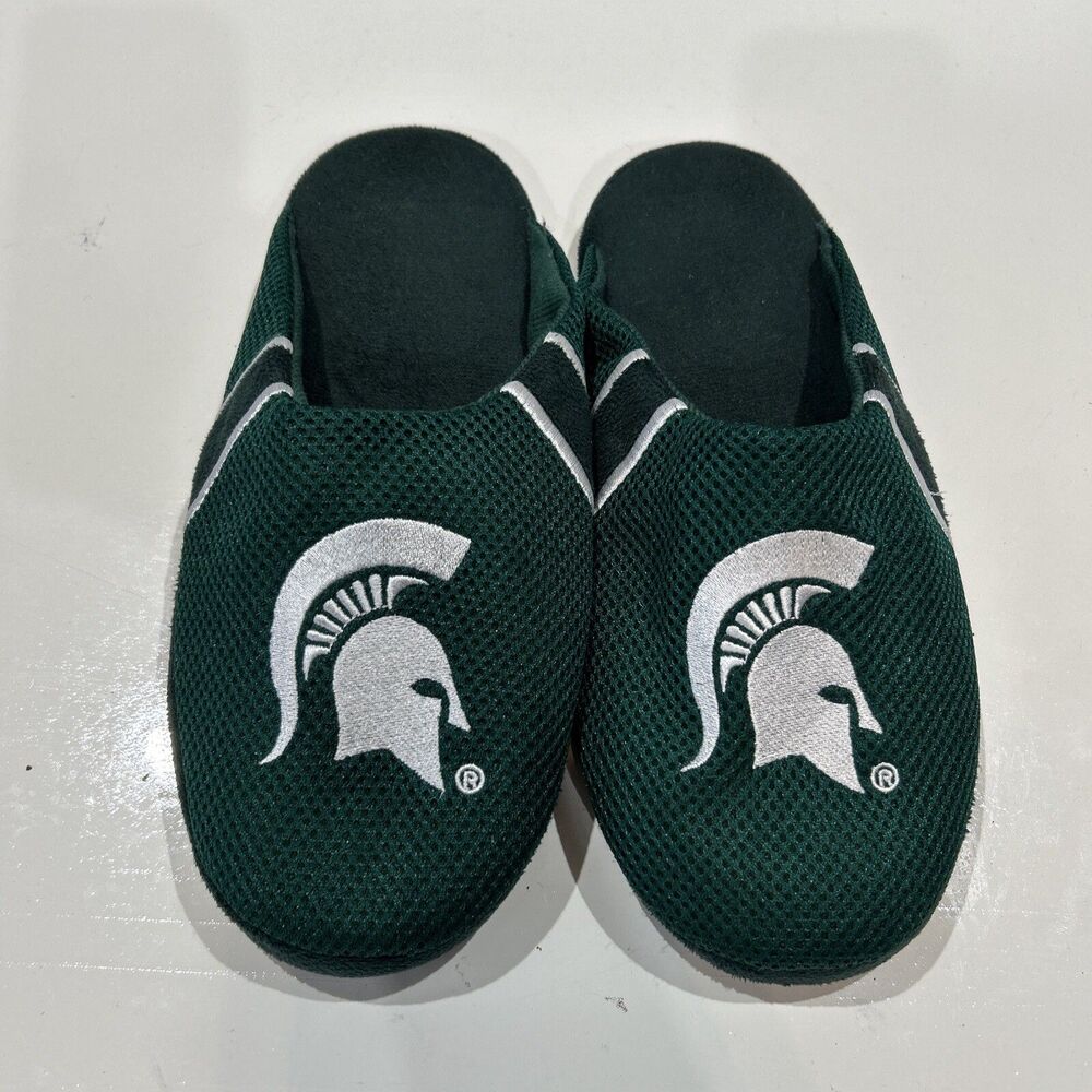 FOCO NCAA Men Michigan State Spartans 2022 Big Logo Green Edge Slippers L 11 12